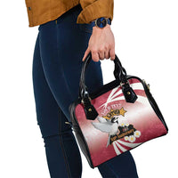 Personalised Latvia Independence Day Shoulder Handbag Latvija White Wagtail With Map 106th Anniversary