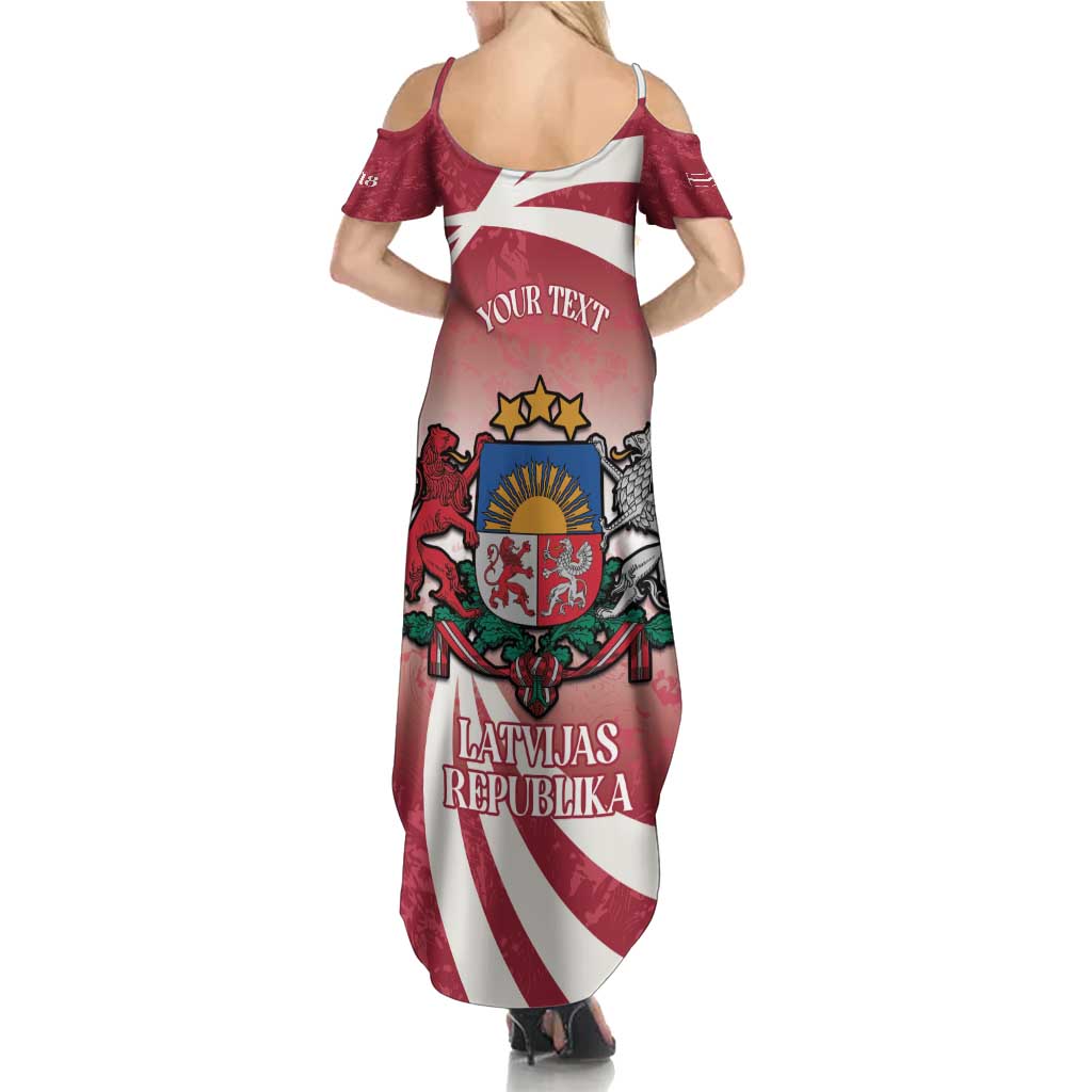 Personalised Latvia Independence Day Summer Maxi Dress Latvija White Wagtail With Map 106th Anniversary - Wonder Print Shop