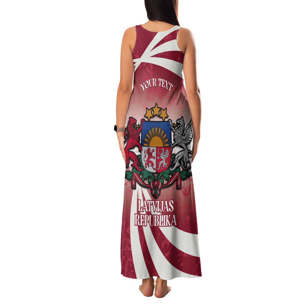 Personalised Latvia Independence Day Tank Maxi Dress Latvija White Wagtail With Map 106th Anniversary - Wonder Print Shop