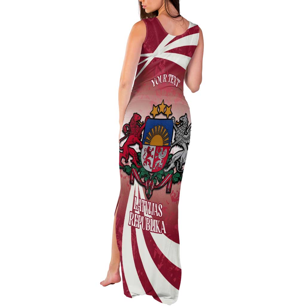 Personalised Latvia Independence Day Tank Maxi Dress Latvija White Wagtail With Map 106th Anniversary - Wonder Print Shop