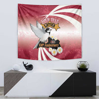 Personalised Latvia Independence Day Tapestry Latvija White Wagtail With Map 106th Anniversary - Wonder Print Shop