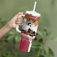 Personalised Latvia Independence Day Tumbler With Handle Latvija White Wagtail With Map 106th Anniversary - Wonder Print Shop