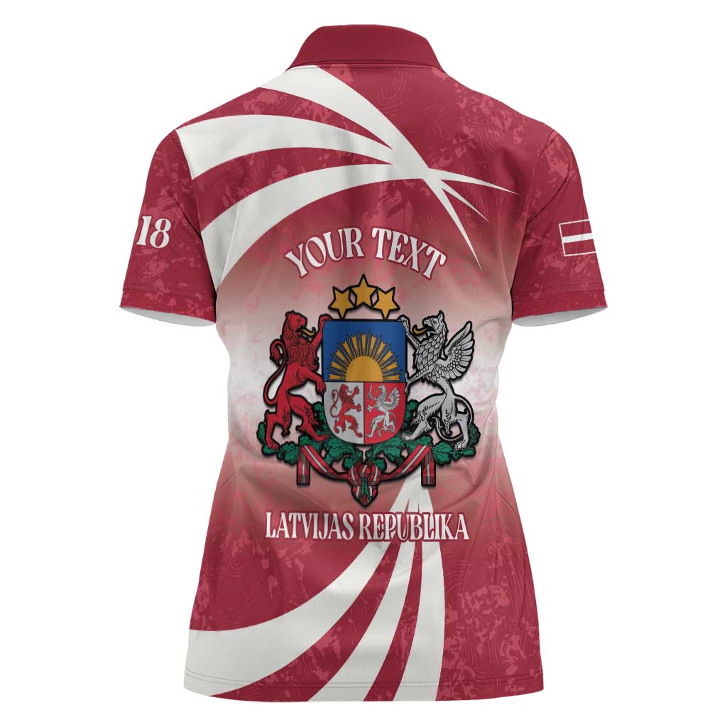 Personalised Latvia Independence Day Women Polo Shirt Latvija White Wagtail With Map 106th Anniversary - Wonder Print Shop