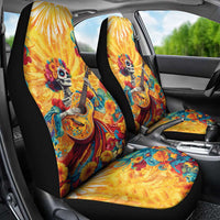 Mexico Day Of The Dead Car Seat Cover Sugar Skull Girl With Guitar Colorful Vibes - Wonder Print Shop