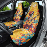 Mexico Day Of The Dead Car Seat Cover Sugar Skull Girl With Guitar Colorful Vibes - Wonder Print Shop
