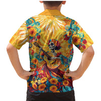 Mexico Day Of The Dead Family Matching Mermaid Dress and Hawaiian Shirt Sugar Skull Girl With Guitar Colorful Vibes - Wonder Print Shop