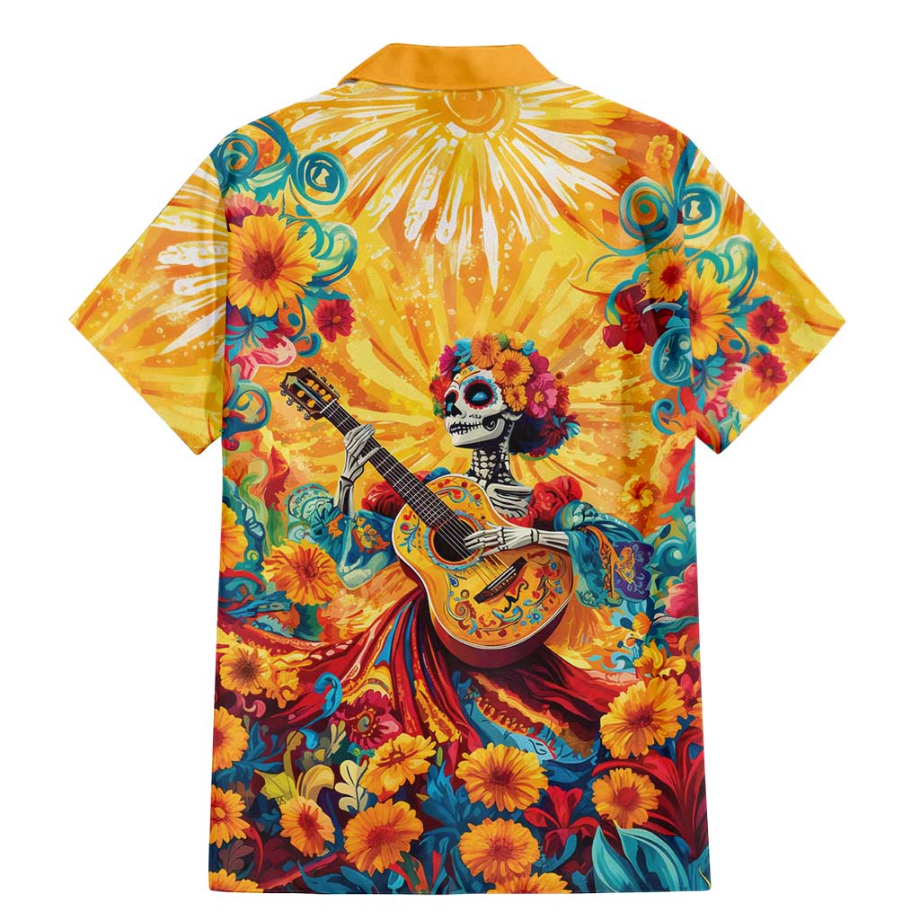 Mexico Day Of The Dead Family Matching Mermaid Dress and Hawaiian Shirt Sugar Skull Girl With Guitar Colorful Vibes - Wonder Print Shop