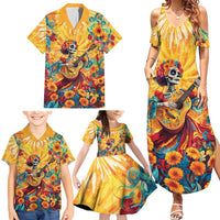 Mexico Day Of The Dead Family Matching Summer Maxi Dress and Hawaiian Shirt Sugar Skull Girl With Guitar Colorful Vibes - Wonder Print Shop