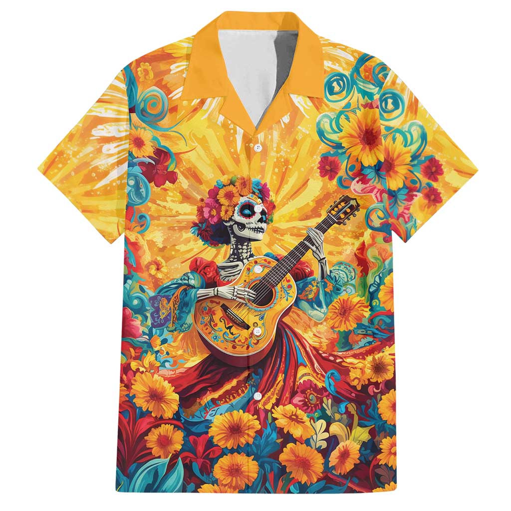 Mexico Day Of The Dead Family Matching Tank Maxi Dress and Hawaiian Shirt Sugar Skull Girl With Guitar Colorful Vibes - Wonder Print Shop