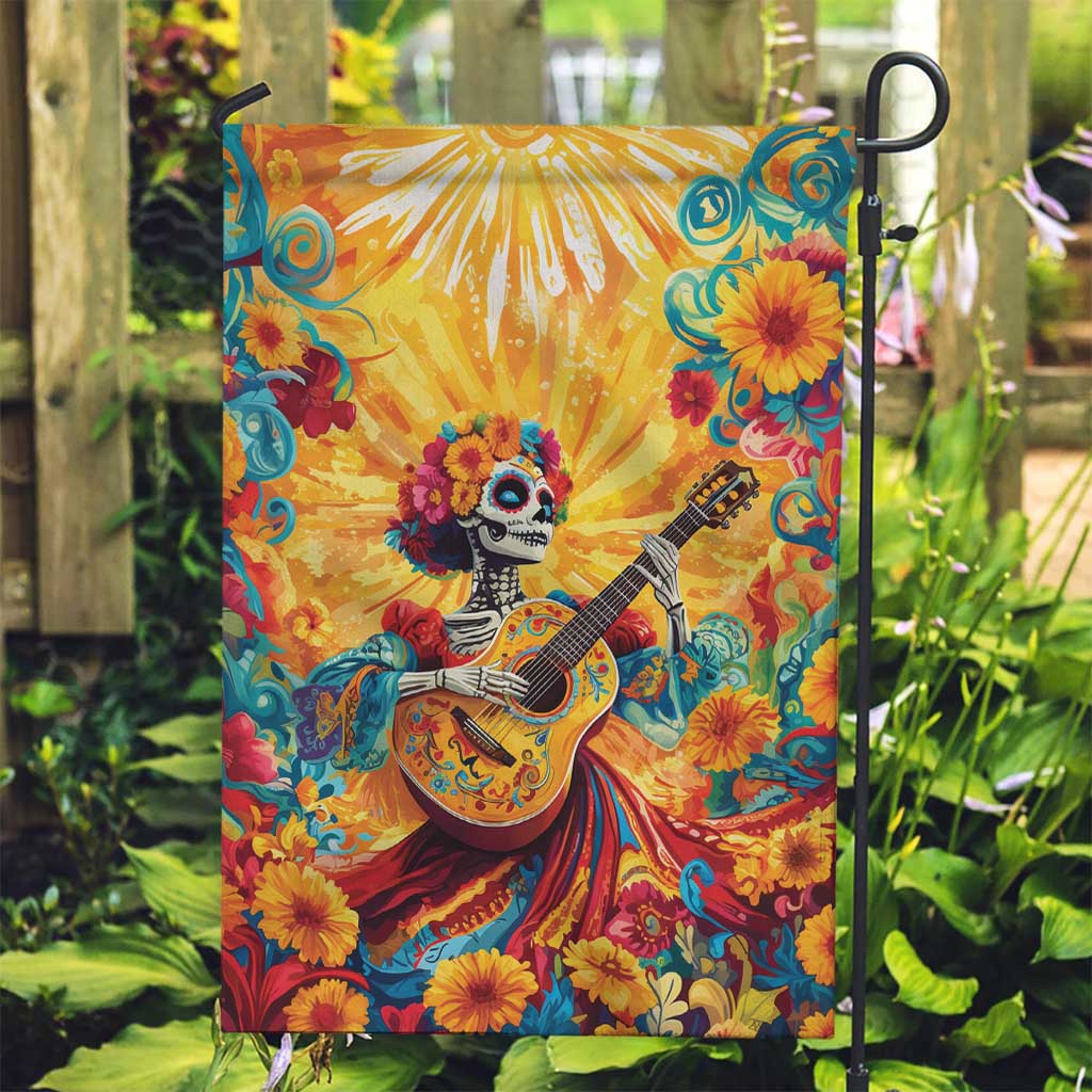 Mexico Day Of The Dead Garden Flag Sugar Skull Girl With Guitar Colorful Vibes - Wonder Print Shop