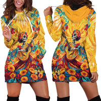 Mexico Day Of The Dead Hoodie Dress Sugar Skull Girl With Guitar Colorful Vibes - Wonder Print Shop