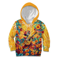 Mexico Day Of The Dead Kid Hoodie Sugar Skull Girl With Guitar Colorful Vibes - Wonder Print Shop
