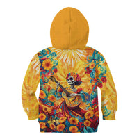 Mexico Day Of The Dead Kid Hoodie Sugar Skull Girl With Guitar Colorful Vibes - Wonder Print Shop