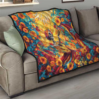Mexico Day Of The Dead Quilt Sugar Skull Girl With Guitar Colorful Vibes - Wonder Print Shop