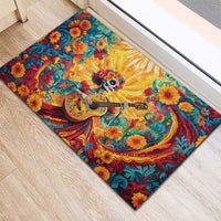 Mexico Day Of The Dead Rubber Doormat Sugar Skull Girl With Guitar Colorful Vibes - Wonder Print Shop