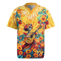 Mexico Day Of The Dead Rugby Jersey Sugar Skull Girl With Guitar Colorful Vibes - Wonder Print Shop