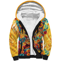 Mexico Day Of The Dead Sherpa Hoodie Sugar Skull Girl With Guitar Colorful Vibes - Wonder Print Shop
