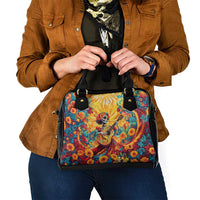 Mexico Day Of The Dead Shoulder Handbag Sugar Skull Girl With Guitar Colorful Vibes