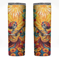 Mexico Day Of The Dead Skinny Tumbler Sugar Skull Girl With Guitar Colorful Vibes - Wonder Print Shop