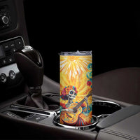 Mexico Day Of The Dead Skinny Tumbler Sugar Skull Girl With Guitar Colorful Vibes - Wonder Print Shop