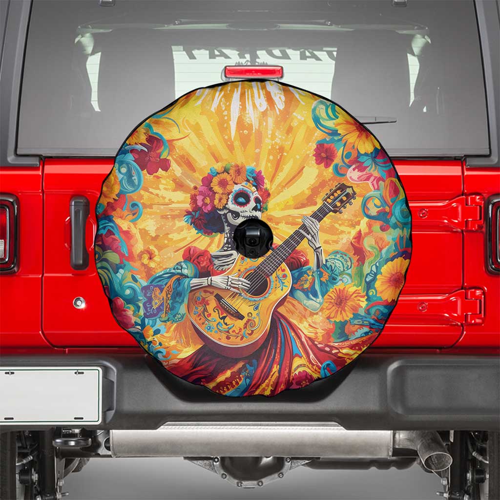 Mexico Day Of The Dead Spare Tire Cover Sugar Skull Girl With Guitar Colorful Vibes - Wonder Print Shop