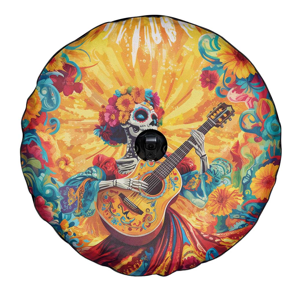 Mexico Day Of The Dead Spare Tire Cover Sugar Skull Girl With Guitar Colorful Vibes - Wonder Print Shop