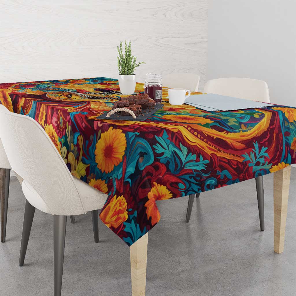 Mexico Day Of The Dead Tablecloth Sugar Skull Girl With Guitar Colorful Vibes - Wonder Print Shop