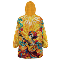 Mexico Day Of The Dead Wearable Blanket Hoodie Sugar Skull Girl With Guitar Colorful Vibes - Wonder Print Shop