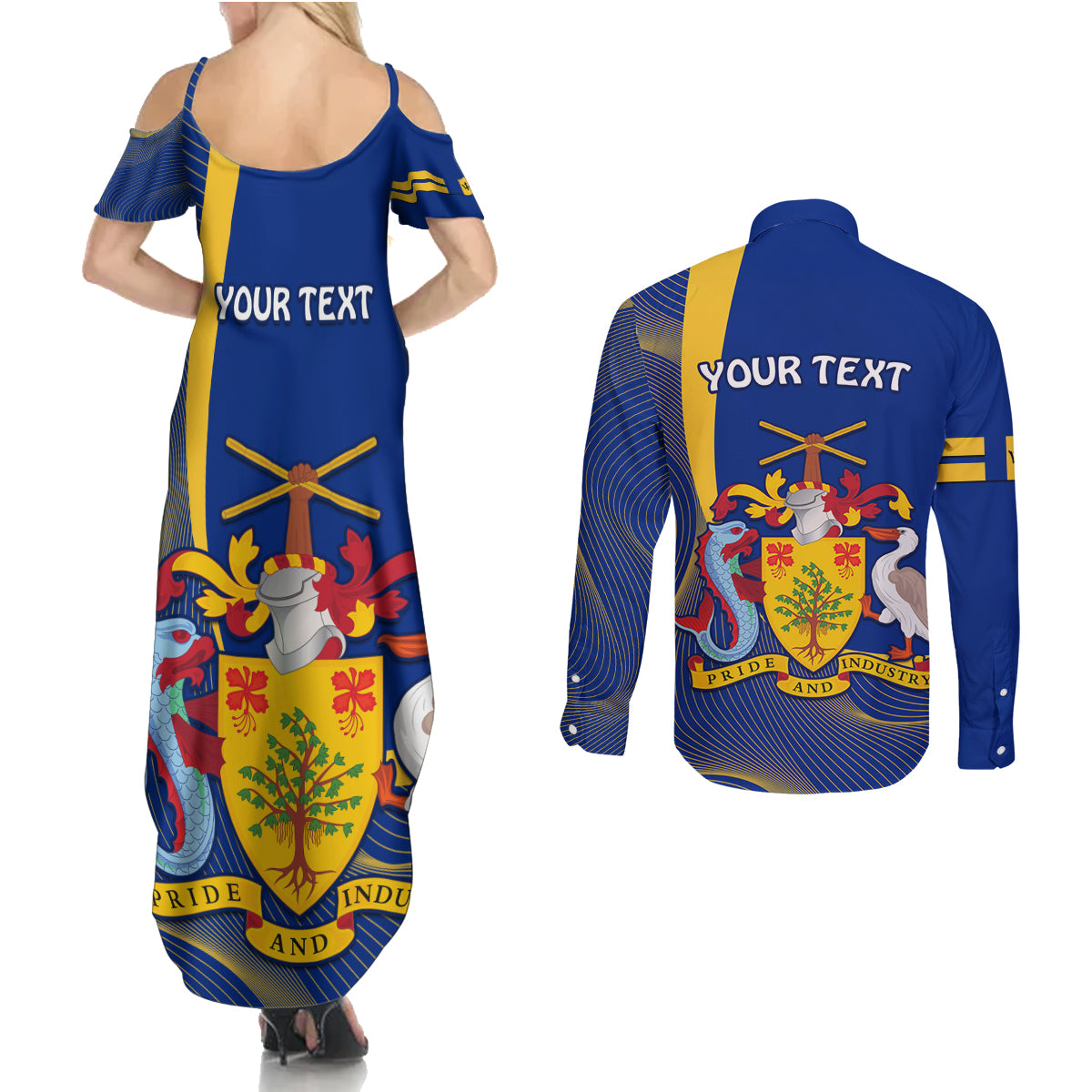 Personalised Barbados Independence Day Couples Matching Summer Maxi Dress and Long Sleeve Button Shirt 30 November Happy Anniversary Barbadian - Wonder Print Shop