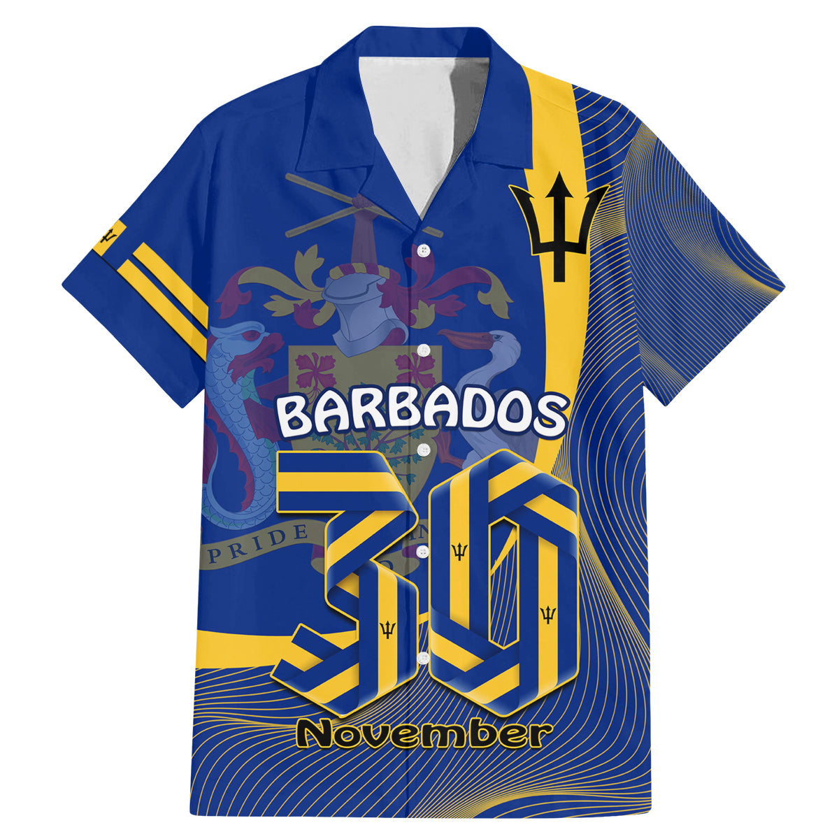 Personalised Barbados Independence Day Family Matching Mermaid Dress and Hawaiian Shirt 30 November Happy Anniversary Barbadian - Wonder Print Shop