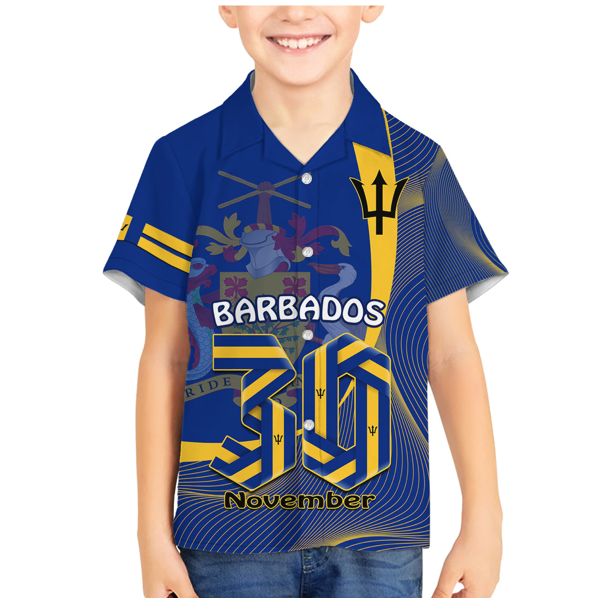 Personalised Barbados Independence Day Family Matching Mermaid Dress and Hawaiian Shirt 30 November Happy Anniversary Barbadian - Wonder Print Shop
