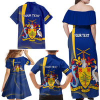 Personalised Barbados Independence Day Family Matching Off Shoulder Maxi Dress and Hawaiian Shirt 30 November Happy Anniversary Barbadian - Wonder Print Shop