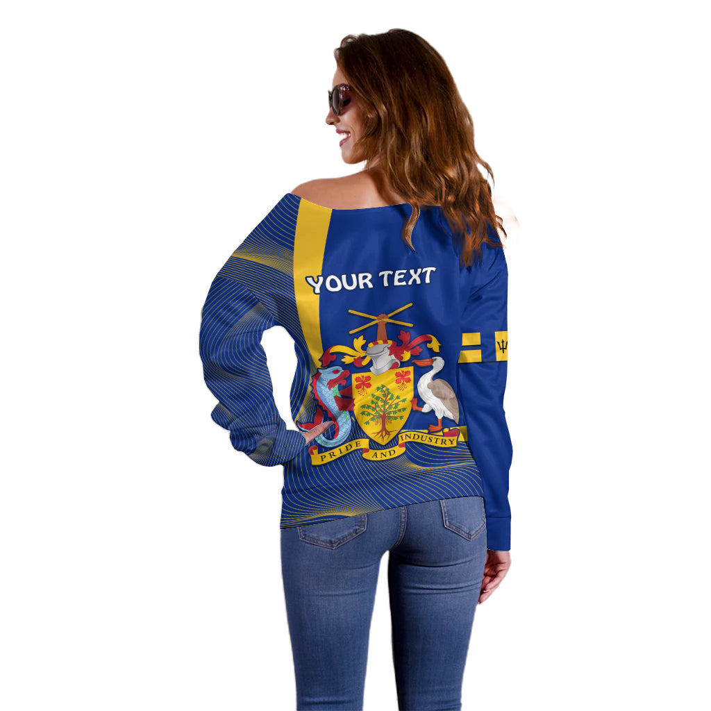 Personalised Barbados Independence Day Off Shoulder Sweater 30 November Happy Anniversary Barbadian - Wonder Print Shop