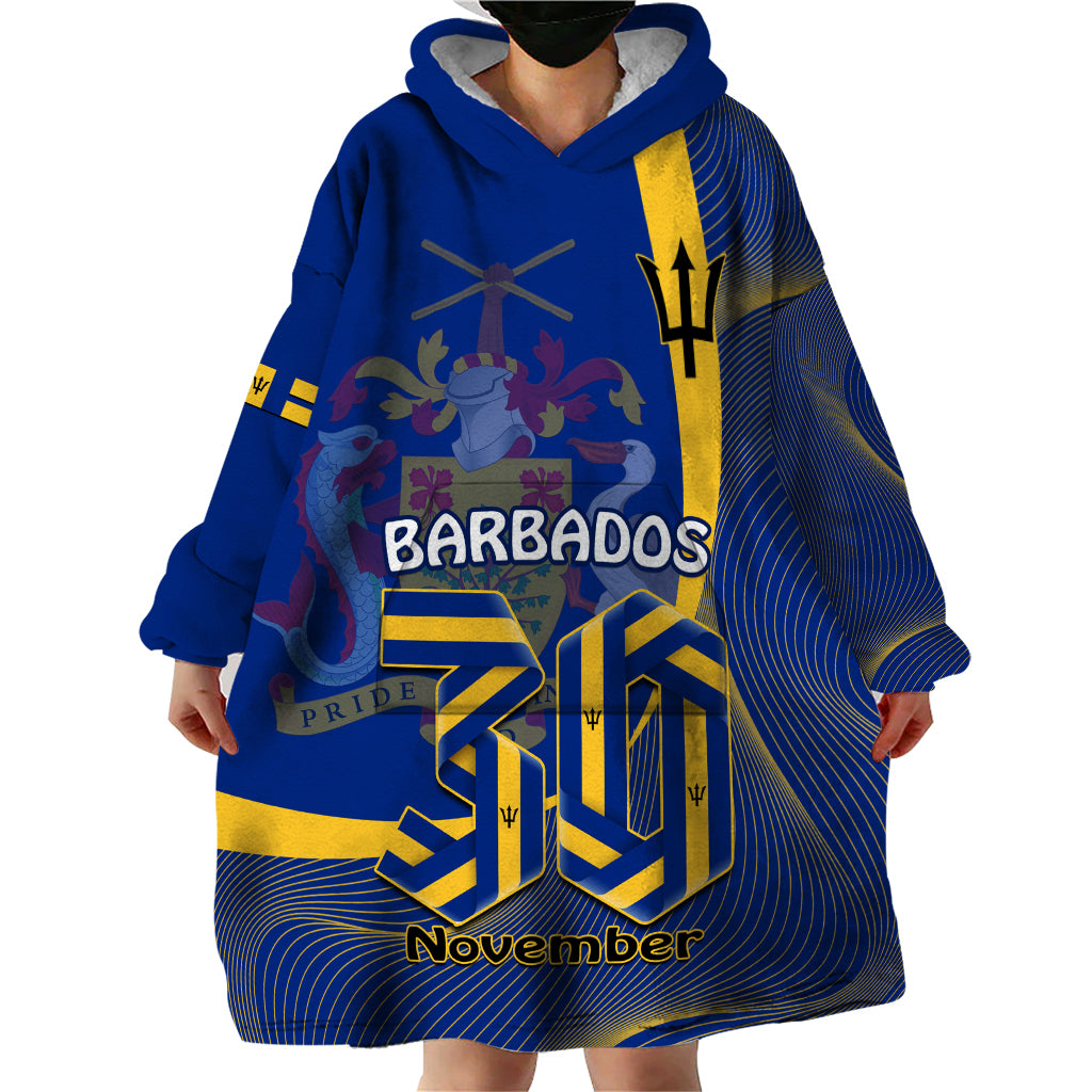 Personalised Barbados Independence Day Wearable Blanket Hoodie 30 November Happy Anniversary Barbadian - Wonder Print Shop