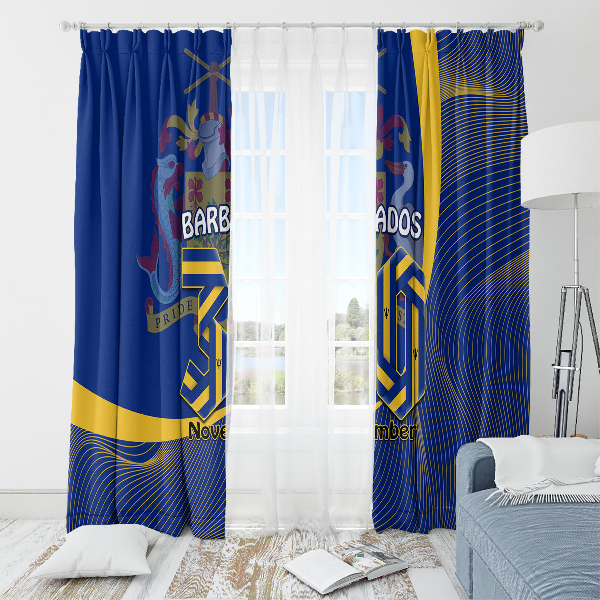 Barbados Independence Day Window Curtain 30 November Happy Anniversary Barbadian - Wonder Print Shop