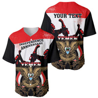 Personalised Yemen Independence Day Baseball Jersey Yemeni Coat Of Arms With Coffea Arabica Flowers - Wonder Print Shop