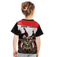 Personalised Yemen Independence Day Kid T Shirt Yemeni Coat Of Arms With Coffea Arabica Flowers - Wonder Print Shop