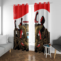 Yemen Independence Day Window Curtain Yemeni Coat Of Arms With Coffea Arabica Flowers - Wonder Print Shop