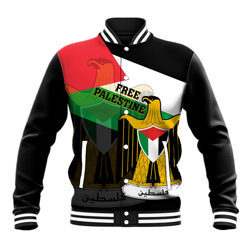 Free Palestine Baseball Jacket Coat Of Arms Mix Flag Style - Wonder Print Shop
