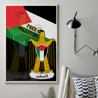 Free Palestine Canvas Wall Art Coat Of Arms Mix Flag Style - Wonder Print Shop