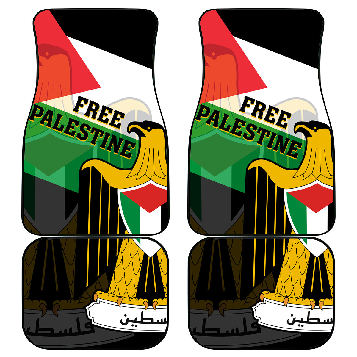 Free Palestine Car Mats Coat Of Arms Mix Flag Style - Wonder Print Shop