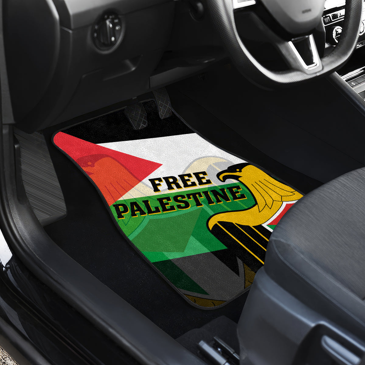 Free Palestine Car Mats Coat Of Arms Mix Flag Style - Wonder Print Shop