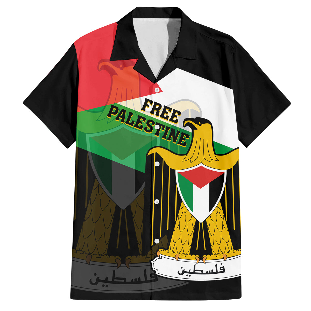 Free Palestine Family Matching Long Sleeve Bodycon Dress and Hawaiian Shirt Coat Of Arms Mix Flag Style - Wonder Print Shop