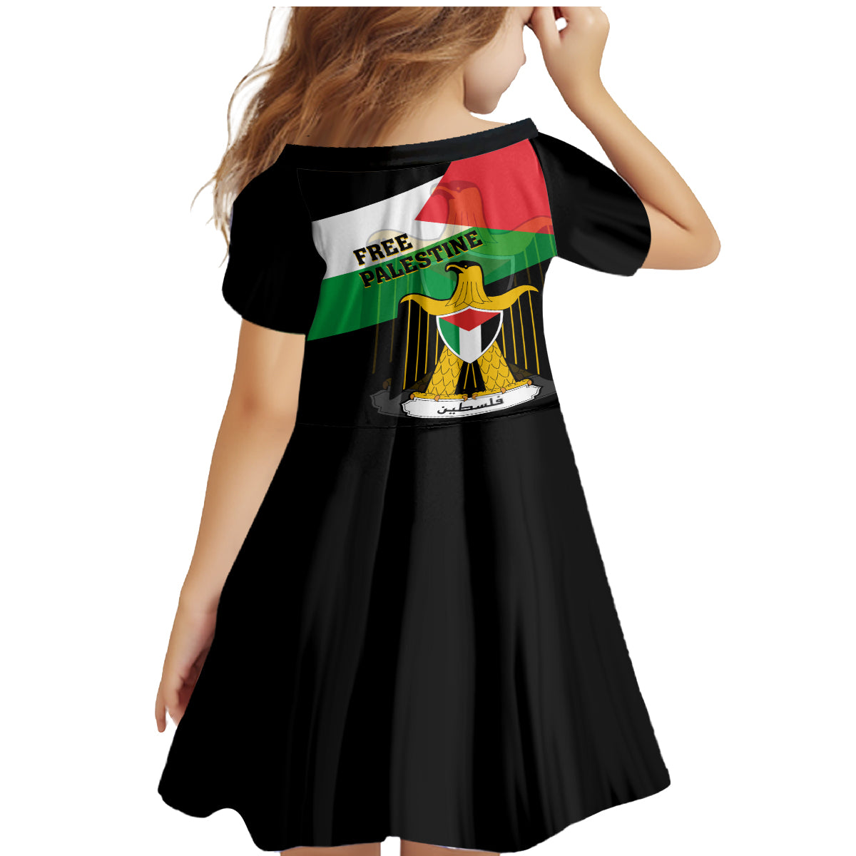 Free Palestine Family Matching Mermaid Dress and Hawaiian Shirt Coat Of Arms Mix Flag Style - Wonder Print Shop