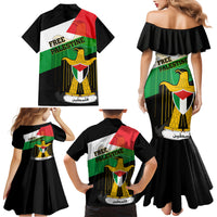 Free Palestine Family Matching Mermaid Dress and Hawaiian Shirt Coat Of Arms Mix Flag Style - Wonder Print Shop