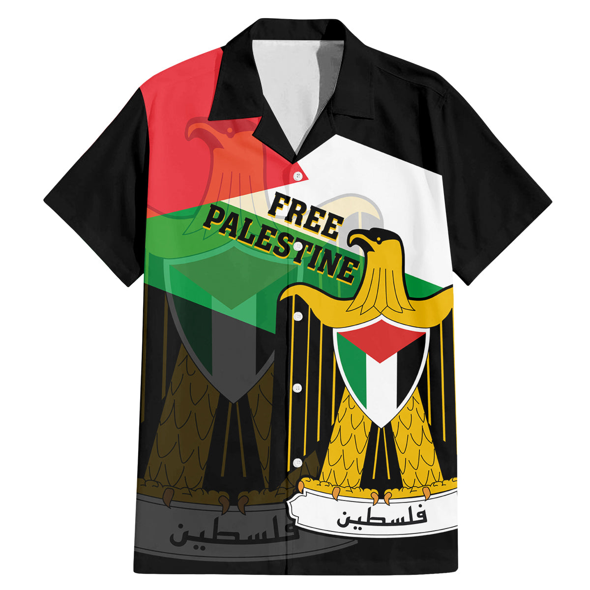 Free Palestine Family Matching Mermaid Dress and Hawaiian Shirt Coat Of Arms Mix Flag Style - Wonder Print Shop