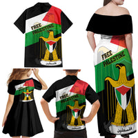 Free Palestine Family Matching Off Shoulder Maxi Dress and Hawaiian Shirt Coat Of Arms Mix Flag Style - Wonder Print Shop