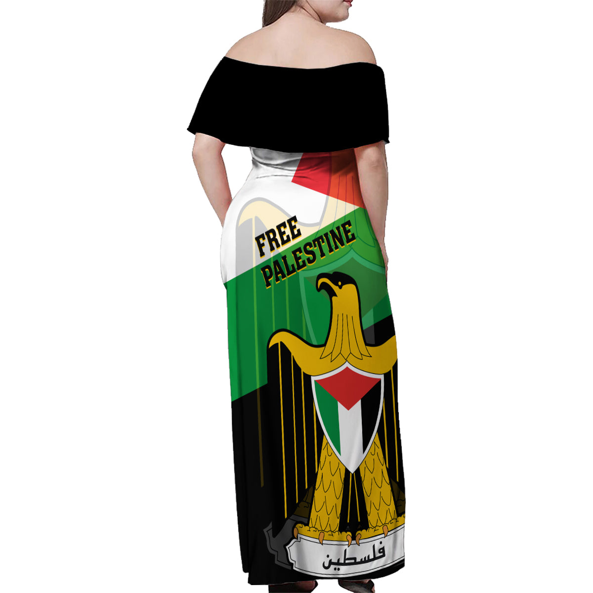 Free Palestine Family Matching Off Shoulder Maxi Dress and Hawaiian Shirt Coat Of Arms Mix Flag Style - Wonder Print Shop