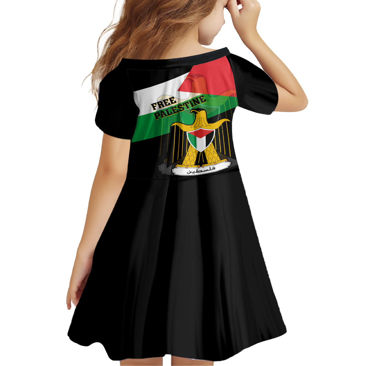 Free Palestine Family Matching Off Shoulder Short Dress and Hawaiian Shirt Coat Of Arms Mix Flag Style - Wonder Print Shop