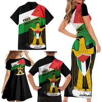 Free Palestine Family Matching Short Sleeve Bodycon Dress and Hawaiian Shirt Coat Of Arms Mix Flag Style - Wonder Print Shop